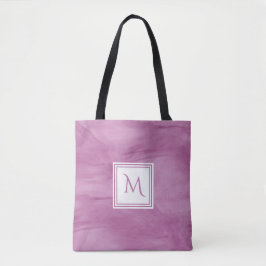Eenvoudig licht Paars subtiel marmer modern Monogr Tote Bag