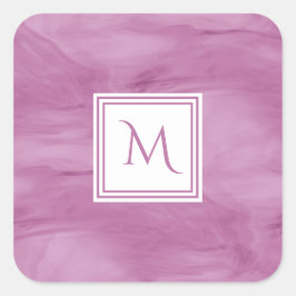 Eenvoudig licht Paars subtiel marmer modern Monogr Vierkante Sticker
