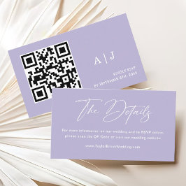 Eenvoudig licht Paarse bruiloft details Informatiekaartje
