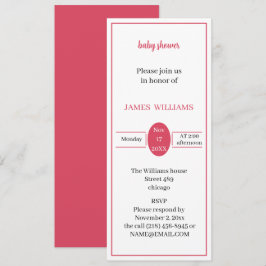 Eenvoudig licht rood Baby shower Custom Kaart