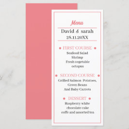 Eenvoudig licht Roos bruiloft diner Menu