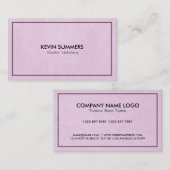 Eenvoudig licht roze lederen textuur zwart Lijst Visitekaartje (Voorkant / Achterkant)