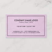 Eenvoudig licht roze lederen textuur zwart Lijst Visitekaartje (Achterkant)