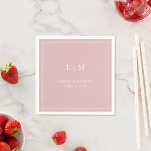 Eenvoudig Licht Roze Monogram Elegante Trouwdag Servet