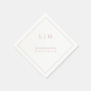 Eenvoudig Licht Roze Monogram Elegante Trouwdag Servet