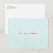 Eenvoudig, licht Turquoise Blue, stijlvol Briefkaart (Voorkant / Achterkant)