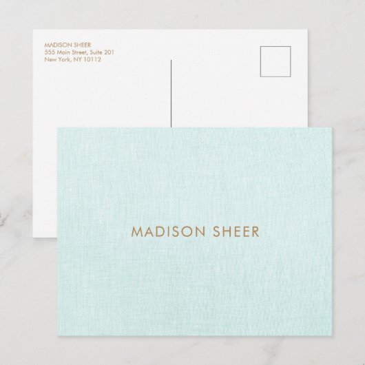 Eenvoudig, licht Turquoise Blue, stijlvol Briefkaart (Voorkant / Achterkant)