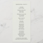 Eenvoudig lichtbeige bruiloft programmakaart (Achterkant)