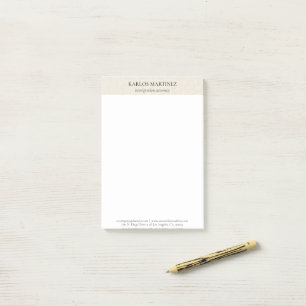 Eenvoudig lichtbeige linnen zwarte typografie post-it® notes