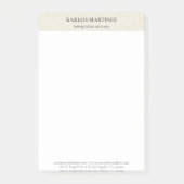 Eenvoudig lichtbeige linnen zwarte typografie post-it® notes (Voorkant)