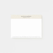 Eenvoudig lichtbeige linnen zwarte typografie post-it® notes (Voorkant)