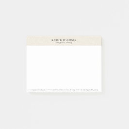 Eenvoudig lichtbeige linnen zwarte typografie post-it® notes