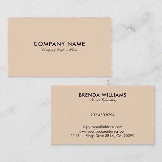 Eenvoudig lichtbeige Visitekaartje (Voorkant / Achterkant)