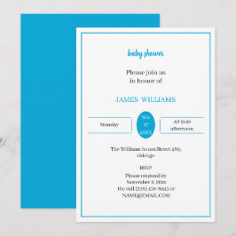 Eenvoudig lichtblauw Baby shower gepersonaliseerd Kaart