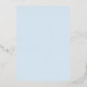 Eenvoudig Lichtblauw en Zilver Casual Vrijgezellen Folie Uitnodiging (Achterkant)