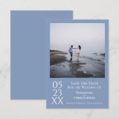 Eenvoudig lichtblauw modern minimalistisch fotohuw save the date (Voorkant / Achterkant)