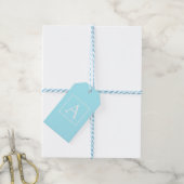 Eenvoudig lichtblauw monogram cadeaulabel (Met Touw)