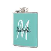 Eenvoudig Lichtblauw Monogram Heupfles (Links)