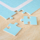Eenvoudig lichtblauw monogram legpuzzel (Zijkant)