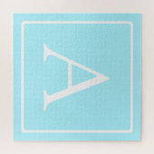 Eenvoudig lichtblauw monogram legpuzzel (Horizontaal)