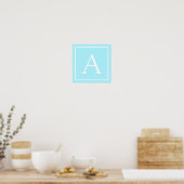 Eenvoudig lichtblauw monogram poster (Keuken)