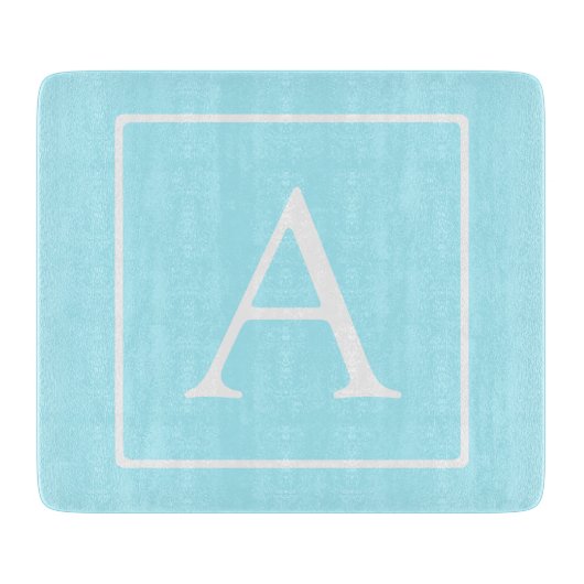 Eenvoudig lichtblauw monogram snijplank (Voorkant)