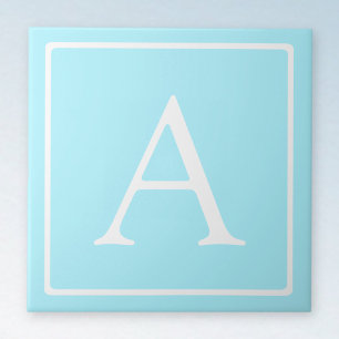 Eenvoudig lichtblauw monogram tegeltje