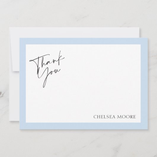 Eenvoudig lichtblauw randapparaat - Hartelijk dank Bedankkaart (Voorkant)