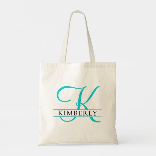 Eenvoudig Lichtblauw Split Monogram Gift Tote Bag (Achterkant)
