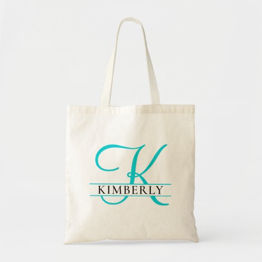 Eenvoudig Lichtblauw Split Monogram Gift Tote Bag (Voorkant)