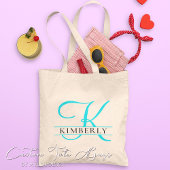 Eenvoudig Lichtblauw Split Monogram Gift Tote Bag