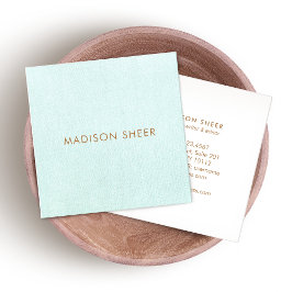 Eenvoudig, lichtblauw, stijlvol minimalistisch vierkante visitekaartje