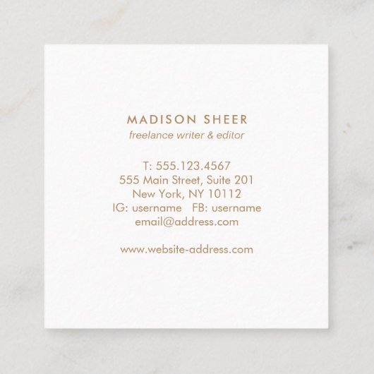 Eenvoudig, lichtblauw, stijlvol minimalistisch vierkante visitekaartje (Achterkant)