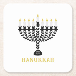 Eenvoudig lichtfestival Menorah Chanoeka Kartonnen Onderzetters