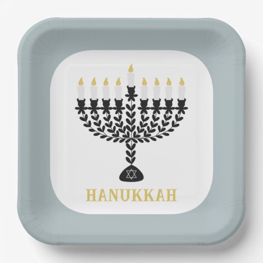 Eenvoudig lichtfestival Menorah Chanoeka Papieren Bordje (Voorkant)