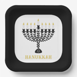 Eenvoudig lichtfestival Menorah Chanoeka Papieren Bordje
