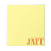 Eenvoudig Lichtgeel en Oranje Monogram Notitieblok (Voorkant)