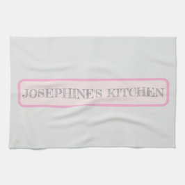 Eenvoudig lichtgrijs gepersonaliseerd modern chic  theedoek