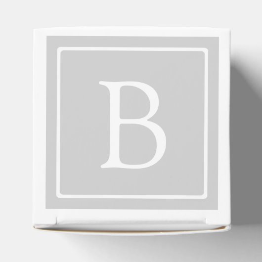 Eenvoudig Lichtgrijs Monogram Bedankdoosjes (Bovenkant)
