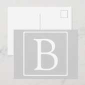 Eenvoudig lichtgrijs monogram briefkaart (Voorkant / Achterkant)