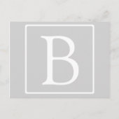 Eenvoudig lichtgrijs monogram briefkaart (Voorkant)