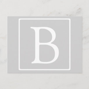Eenvoudig lichtgrijs monogram briefkaart