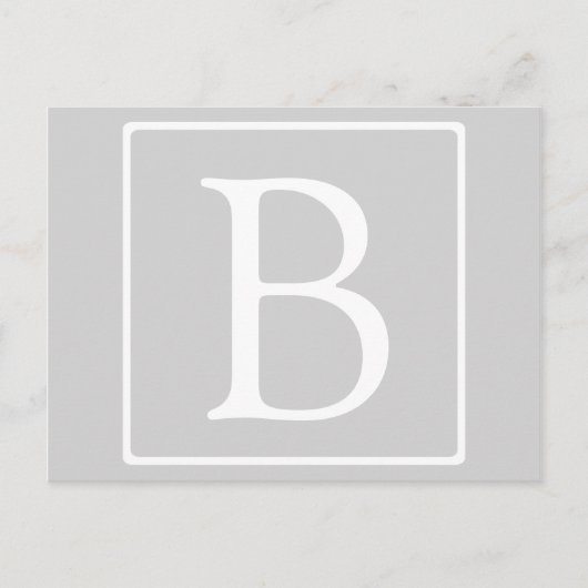 Eenvoudig lichtgrijs monogram briefkaart (Voorkant)