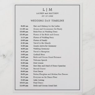 Eenvoudig lichtgrijs monogram bruiloft tijdlijn