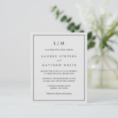 Eenvoudig lichtgrijs monogram budget bruiloft uitn (Staand voorkant)