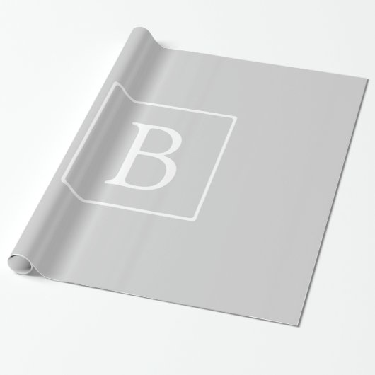 Eenvoudig Lichtgrijs Monogram Cadeaupapier (Uitgerold)