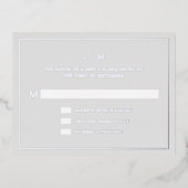 Eenvoudig lichtgrijs monogram Elegant Huwelijk RSV Folie Uitnodiging Briefkaart (Voorkant)