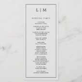 Eenvoudig Lichtgrijs Monogram Elegante Trouw Programmakaart (Achterkant)