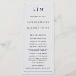 Eenvoudig Lichtgrijs Monogram Elegante Trouw Programmakaart