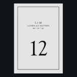 Eenvoudig Lichtgrijs Monogram Elegante Trouwfeest Kaart<br><div class="desc">Eenvoudig tafelnummer voor een bruiloft met een elegant en tijdloos ontwerp met uw tweeletterige monogram, namen, datum en tafelnummer omgeven door een dunne rand. Alle ontwerpelementen zijn zwart op een lichtgrijze achtergrond en kunnen in de ontwerpbewerkingstool naar elke gewenste kleur worden gewijzigd. Een schoon en klassiek ontwerp, perfect voor een...</div>